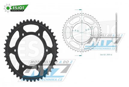 Rozeta ocelov (pevodnk) 0498-46zub ESJOT 50-29019-46 - Kawasaki ZR7+ZR7S + ZX6R Ninja + ZR750 Zephyr + W650 + Suzuki GSXR750 + GSXR600