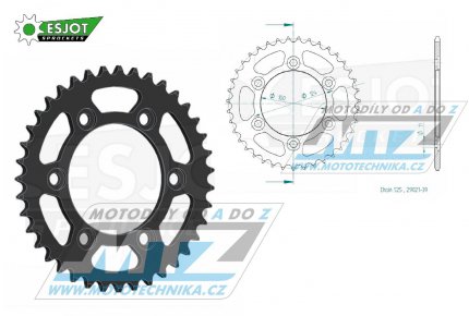 Rozeta ocelov (pevodnk) 0745-39zub ESJOT 50-29021-39 - Ducati 916 Monster S4 + 1000 Monster i.e. + 916 Sport Touring + 992 Sport Touring + 996 Sport Touring + 944 Sport Turismo + 1000 Sport + 1000SS + 1000 Sportclassic GT