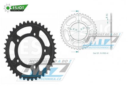 Rozeta ocelov (pevodnk) 0702-40zub ESJOT 50-29022-40 - Aprilia 750 Dorsoduro + 750 Dorsoduro Factory + 850 Mana + 900 Dorsoduro ABS + 900 Shiver ABS + 1000RSV R + 1000 Tuono R Racing + 1200 Dorsoduro