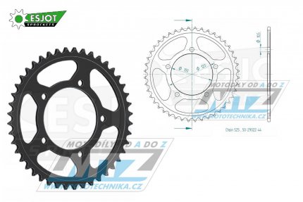 Rozeta ocelov (pevodnk) 0702-44zub ESJOT 50-29022-44 - Aprilia 750 Dorsoduro + 750 Dorsoduro Factory + 850 Mana + 900 Dorsoduro ABS + 900 Shiver ABS + 1000RSV R + 1000 Tuono R Racing + 1200 Dorsoduro