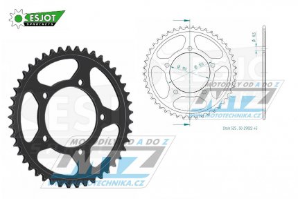 Rozeta ocelov (pevodnk) 0702-45zub ESJOT 50-29022-45 - Aprilia 750 Dorsoduro + 750 Dorsoduro Factory + 850 Mana + 900 Dorsoduro ABS + 900 Shiver ABS + 1000RSV R + 1000 Tuono R Racing + 1200 Dorsoduro