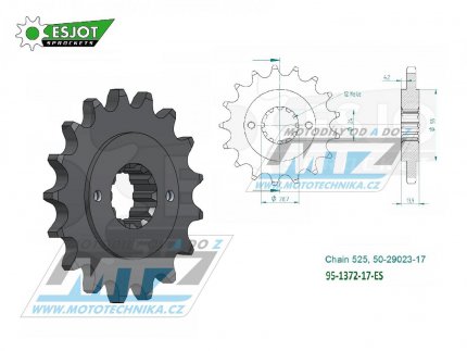 Koleko etzov (pastorek) 1372-17zub ESJOT 50-29023-17 - Honda VLX750 Shadow + VT750C Shadow + VT750CD2 Shadow Deluxe + VT750DC Shadow Spirit + VT750DC Black Widow + VT750S