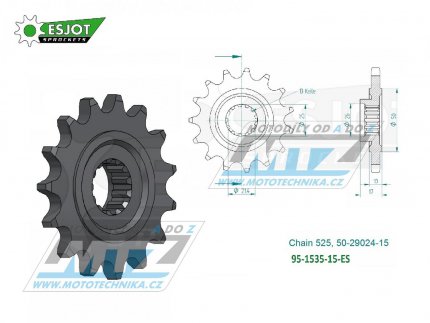 Koleko etzov (pastorek) 1535-15zub ESJOT 50-29024-15 - Kawasaki ZZR600 + ZX6R Ninja