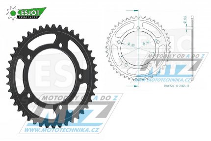 Rozeta ocelov (pevodnk) 1792-43zub ESJOT 50-29024-43 - Suzuki DL650 V-Strom + DL1000 V-Strom + DL1050 V-Strom + GSR600+GSR750 + GSXR600+GSXR750+GSXR1000+GSXS750 + Triumph 600TT + 650 Daytona + 800 Bonneville + 865 Bonneville + 865 Scrambler + 865