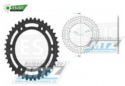 Rozeta ocelov (pevodnk) 1307-40zub ESJOT 50-29026-40 - Honda CBR600F / 01-07 + CBR600FS Sport / 01-02 + CBR600R / 09-20 + CBR600RA + CBR600RR / 03-20