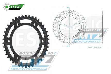 Rozeta ocelov (pevodnk) 1307-42zub ESJOT 50-29026-42 - Honda CBR600F / 01-07 + CBR600FS Sport / 01-02 + CBR600R / 09-20 + CBR600RA + CBR600RR / 03-20