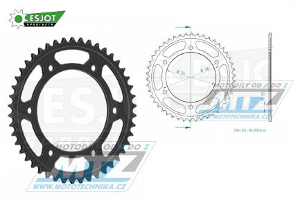 Rozeta ocelov (pevodnk) 1307-46zub ESJOT 50-29026-46 - Honda CBR600F / 01-07 + CBR600FS Sport / 01-02 + CBR600R / 09-20 + CBR600RA + CBR600RR / 03-20