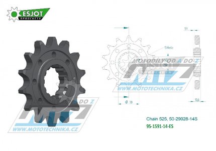 Koleko etzov (pastorek) 1591-14zub ESJOT 50-29028-14S - Yamaha XTZ690 Tenere+700 Tenere + FZ07+FZ8+FZ09+FJ09 + MT07+MT09+MT10 + XSR700+XSR900 + 900 Tracer + 900 Nikken+TDM900+YZF-R1