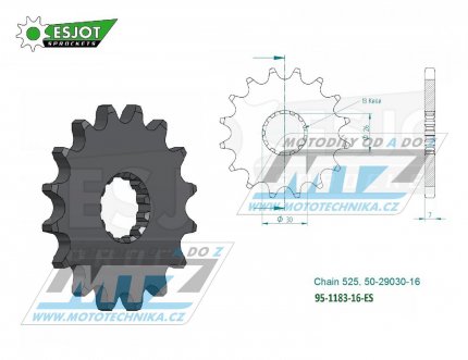 Koleko etzov (pastorek) 1183-16zub ESJOT 50-29030-16 - Triumph 800 America + 800 Bonneville + 800 Speedmaster + 865 America + 865 Bonneville + 865 Scrambler + 865 Speedmaster + 865 Thruxton