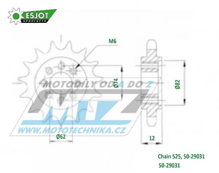 Koleko etzov (pastorek) 29031-21zub ESJOT 50-29031-21 - Aprilia SRV850 / 13-17 + Gilera GP800 / 07-14