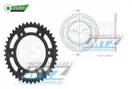 Rozeta ocelov (pevodnk) 0899-42zub ESJOT 50-29032-42 - KTM 950 Super Enduro R + 950 LC8 Adventure + 990 Adventure + 1050 Adventure + 1090 Adventure + 1190 Adventure + 1290 Superadventure