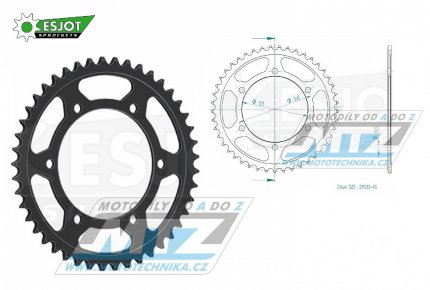 Rozeta ocelov (pevodnk) 29033-45zub ESJOT 50-29033-45 - Cagiva 1000 Raptor Chain 525 + 650 Raptor + 650 V-Raptor + MOTOMORINI 1200 Corsaro + 1200 Gran Passo + 1200 Sport + 950