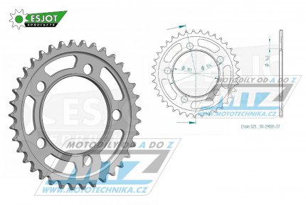 Rozeta ocelov (pevodnk) 0898-37zub ESJOT 50-29035-37 - KTM 950 LC8 Supermoto + 990 Supermoto + 990 SMR + 990 SMT + 990 Superduke + 1190 RC8 + 1190 RC8 R