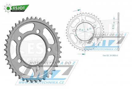 Rozeta ocelov (pevodnk) 0898-41zub ESJOT 50-29035-41 - KTM 950 LC8 Supermoto + 990 Supermoto + 990 SMR + 990 SMT + 990 Superduke + 1190 RC8 + 1190 RC8 R