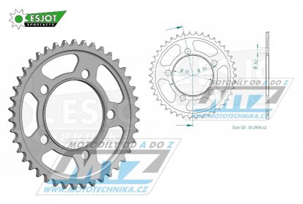 Rozeta ocelov (pevodnk) 0898-42zub ESJOT 50-29035-42 - KTM 950 LC8 Supermoto + 990 Supermoto + 990 SMR + 990 SMT + 990 Superduke + 1190 RC8 + 1190 RC8 R