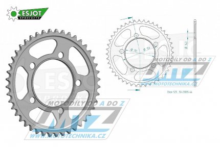 Rozeta ocelov (pevodnk) 0898-44zub ESJOT 50-29035-44 - KTM 950 LC8 Supermoto + 990 Supermoto + 990 SMR + 990 SMT + 990 Superduke + 1190 RC8 + 1190 RC8 R