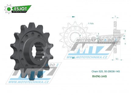 Koleko etzov (pastorek) 0741-14zub ESJOT 50-29036-14S - Ducati 749 + 796 + 820 + 821 + 846 + 939 + 998 + 999 + 1000 + 1098 + 1099 + 1100 + 1198 + 1200