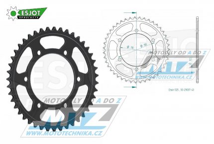 Rozeta ocelov (pevodnk) 1876-43zub ESJOT 50-29037-43 - Suzuki GSXR600+GSXR750+GSXR1000 + GSXS1000 + Yamaha FZ07+FZ09+FZ10 + MT07+MT09+MT10 + YZFR6+YZF-R6YZFR6+YZF-R6+YZFR7+YZF-R7 + XSR700+XSR900 + 900 Tracer+MTT850 + XTZ690 Tenere+XTZ700 Tenere