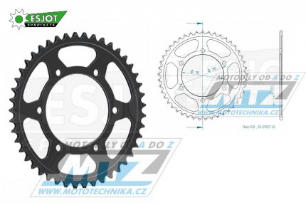 Rozeta ocelov (pevodnk) 1876-45zub ESJOT 50-29037-45 - Suzuki GSXR600+GSXR750+GSXR1000 + GSXS1000 + Yamaha FZ07+FZ09+FZ10 + MT07+MT09+MT10 + YZFR6+YZF-R6 + XSR700+XSR900 + 900 Tracer+MTT850 + XTZ690 Tenere+XTZ700 Tenere