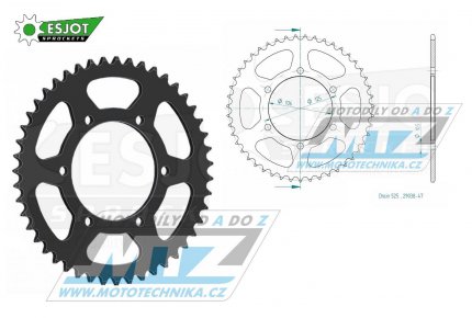 Rozeta ocelov (pevodnk) 2014-47zub ESJOT 50-29038-47 - Triumph 675 Daytona + 675 Street Triple + 800 Tiger + 1200 Bonneville T120 + 1200 Bonneville Bobber + 1200 Bonneville Speed Twin + 1200 Thruxton + 1200 Scrambler