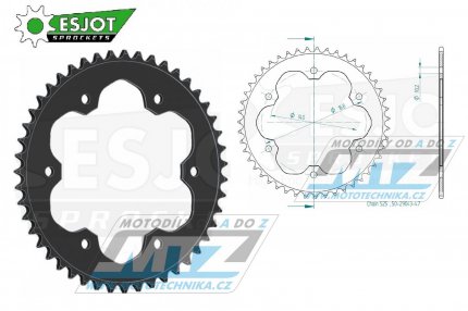 Rozeta ocelov (pevodnk) 0003-47zub ESJOT 50-29043-47 - BMW F650GS / 08-12 + F650GS SE / 12 + F700GS / 13-18 + F800GS / 08-18 + F800GS Adventure / 13-18 + F800GS Triple Black / 12 + F800GS Trophy / 12 + F800R / 09-20