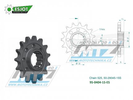 Koleko etzov (pastorek) 0404-15zub ESJOT 50-29045-15S - BMW S1000R + S1000RR + S1000RR Sport + S1000XR + 1000HP4