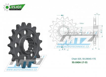 Koleko etzov (pastorek) 0404-17zub ESJOT 50-29045-17S - BMW S1000R + S1000RR + S1000RR Sport + S1000XR + 1000HP4