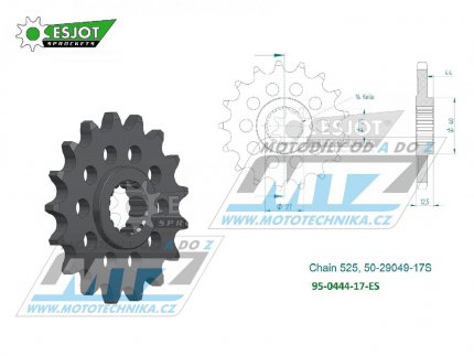 Koleko etzov (pastorek) 0444-17zub ESJOT 50-29049-17S - Suzuki GSXR1000+GSXR1000R / 17-24