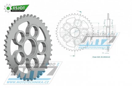 Rozeta ocelov (pevodnk) 29049-42zub ESJOT 50-29049-42