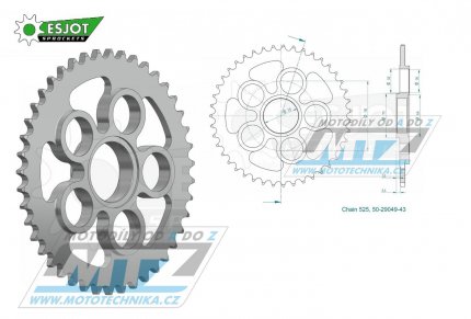 Rozeta ocelov (pevodnk) 29049-43zub ESJOT 50-29049-43