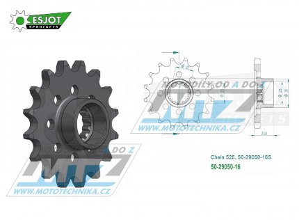 Koleko etzov (pastorek) 29050-16zub ESJOT 50-29050-16S - MV Agusta 1000 RUSH + 1000 Brutale1000RR + 675F3 ABS + 800 Dragster + 800 Superveloce + 800 Stradale + 800 Rivale