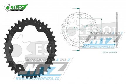 Rozeta ocelov (pevodnk) 0893-39zub ESJOT 50-29050-39 - KTM 1290 Superduke / 14-15 + 1290 Superduke R / 16-20 + 1290 Superduke GT / 16-21