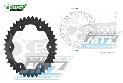 Rozeta ocelov (pevodnk) 0893-40zub ESJOT 50-29050-40 - KTM 1290 Superduke / 14-15 + 1290 Superduke R / 16-20 + 1290 Superduke GT / 16-21