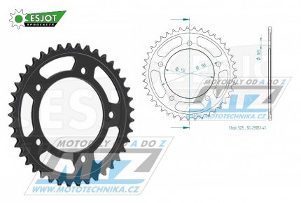 Rozeta ocelov (pevodnk) 1877-41zub ESJOT 50-29051-41 - Yamaha YZF-R1 / 15-21 + YZFR1 + 900 Nikken (MXT850) / 18-20 + 900 Nikken GT (MXT850D) / 20