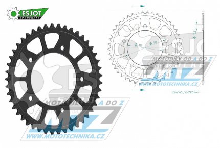 Rozeta ocelov (pevodnk) 1877-45zub ESJOT 50-29051-45 - Yamaha YZF-R1 / 15-21 + YZFR1 + 900 Nikken (MXT850) / 18-20 + 900 Nikken GT (MXT850D) / 20