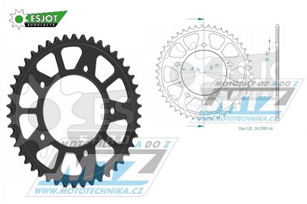 Rozeta ocelov (pevodnk) 1877-46zub ESJOT 50-29051-46 - Yamaha YZF-R1 / 15-21 + YZFR1 + 900 Nikken (MXT850) / 18-20 + 900 Nikken GT (MXT850D) / 20