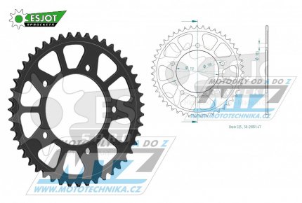 Rozeta ocelov (pevodnk) 1877-47zub ESJOT 50-29051-47 - Yamaha YZF-R1 / 15-21 + YZFR1 + 900 Nikken (MXT850) / 18-20 + 900 Nikken GT (MXT850D) / 20