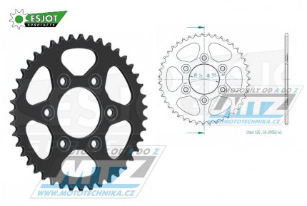 Rozeta ocelov (pevodnk) 29052-43zub ESJOT 50-29052-43 - Ducati Multistrada 950 (S) / 17-22 + Desert X950 / 22-23 + Multistrada V4/S 1158 / 21-22