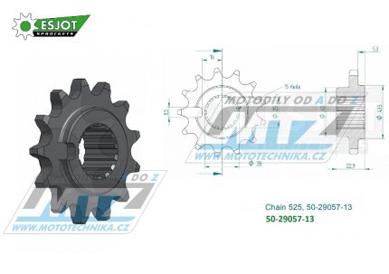 Koleko etzov (pastorek) 29057-13zub ESJOT 50-29057-13 - Indian FTR1200 / 19-22