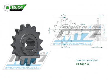 Koleko etzov (pastorek) 29057-15zub ESJOT 50-29057-15 - Indian FTR1200 / 19-22