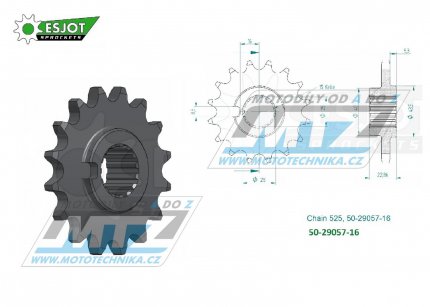 Koleko etzov (pastorek) 29057-16zub ESJOT 50-29057-16 - Indian FTR1200 / 19-22