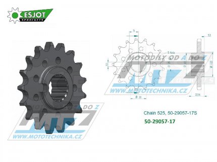 Koleko etzov (pastorek) 29057-17zub ESJOT 50-29057-17 - Indian FTR1200 / 19-22