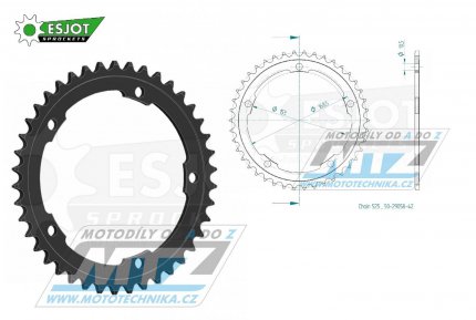 Rozeta ocelov (pevodnk) 29058-42zub ESJOT 50-29058-42 - Kawasaki H2R 1000 / 15-21 + H2 1000 ( Carbon ) / 15-20 + H2 SX1000 (SE+) / 18-22