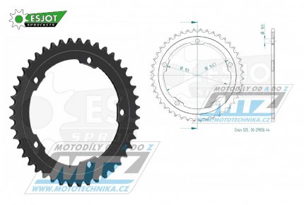 Rozeta ocelov (pevodnk) 29058-44zub ESJOT 50-29058-44 - Kawasaki H2R 1000 / 15-21 + H2 1000 ( Carbon ) / 15-20 + H2 SX1000 (SE+) / 18-22