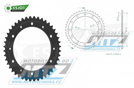 Rozeta ocelov (pevodnk) 1346-44zub ESJOT 50-29060-44 - Honda VFR800F Interceptor VTEC (ABS) / 14-20 + VFR800 X Crossrunner / 15-20 + CB1000R / 18-20 + CB1000R ABS (Canada) / 18-20