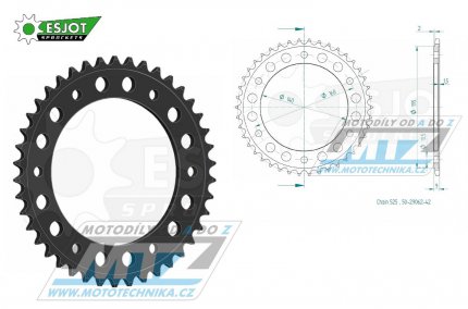 Rozeta ocelov (pevodnk) 29062-42zub ESJOT 50-29062-42 - Husqvarna Nuda 900 / 12-14