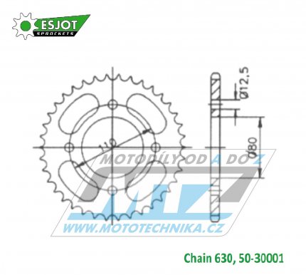 Rozeta ocelov (pevodnk) 30001-43zub ESJOT 50-30001-43 - Honda CB750F / 77-78