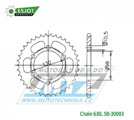 Rozeta ocelov (pevodnk) 30003-33zub ESJOT 50-30003-33 - Kawasaki KZ900A+KZ900B1 LTD / 76 + KZ900Z1 / 73-75