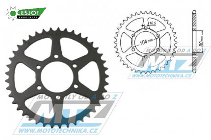 Rozeta ocelov (pevodnk) 0501-43zub ESJOT 50-30005-43 - Kawasaki GPZ750 + GPZ750 Unitrack + GPZ1100 + KZ650 (USA) + KZ700 (USA) + KZ750 (USA) + KZ1000 (USA) + KZ1100 (USA) + Z650 + Z750 + Z1000 + Z1100R1 + Z1000R2