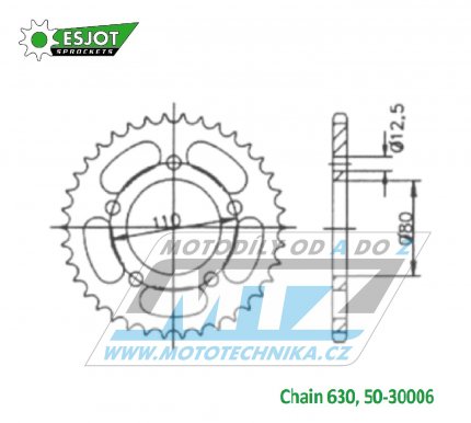 Rozeta ocelov (pevodnk) 30006-35zub ESJOT 50-30006-35 - Honda CBX1000ZA CB1 SC03 / 78-79